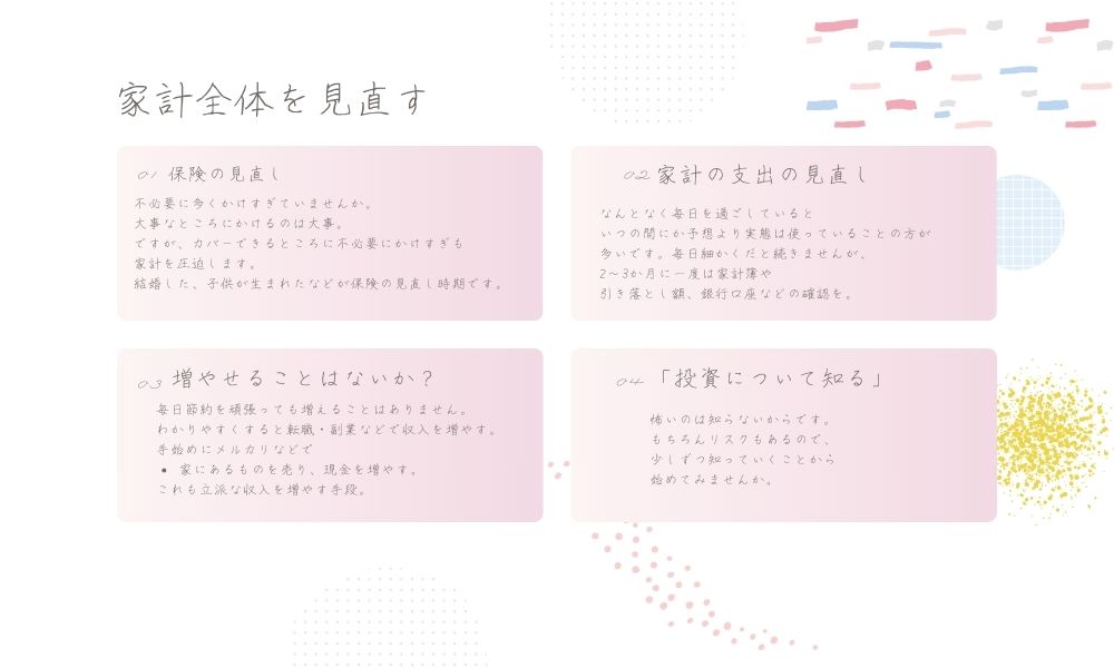 家計を見直す4つのポイント画像